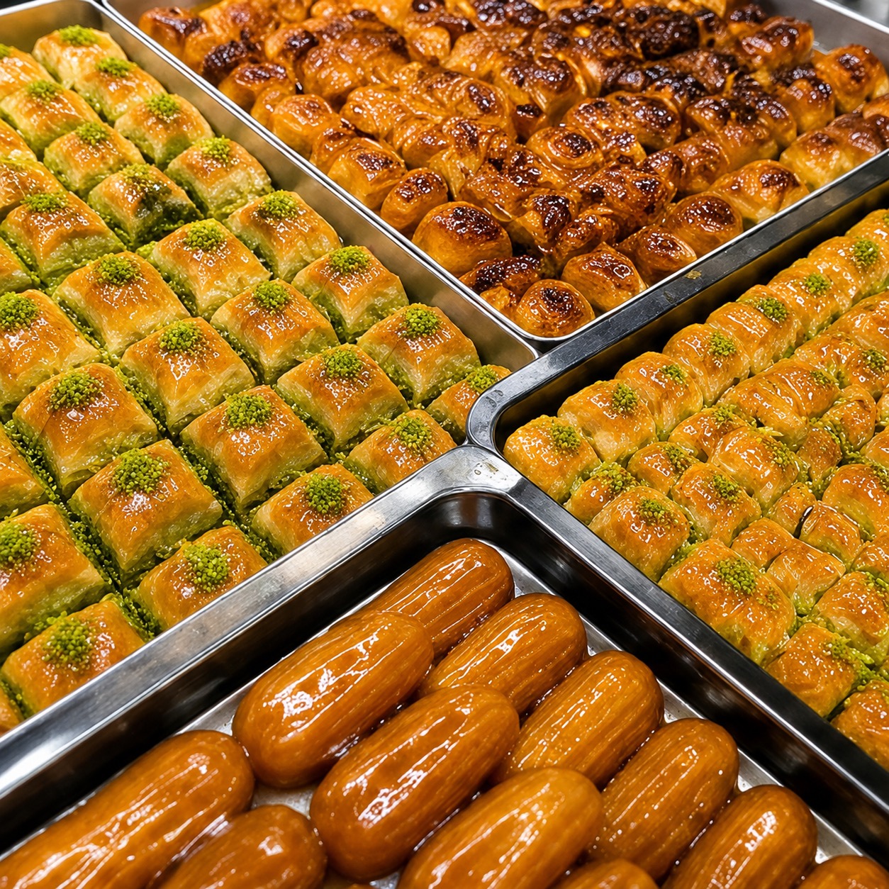 Fıstıklı baklava ve günlük taze tatlı çeşitleri